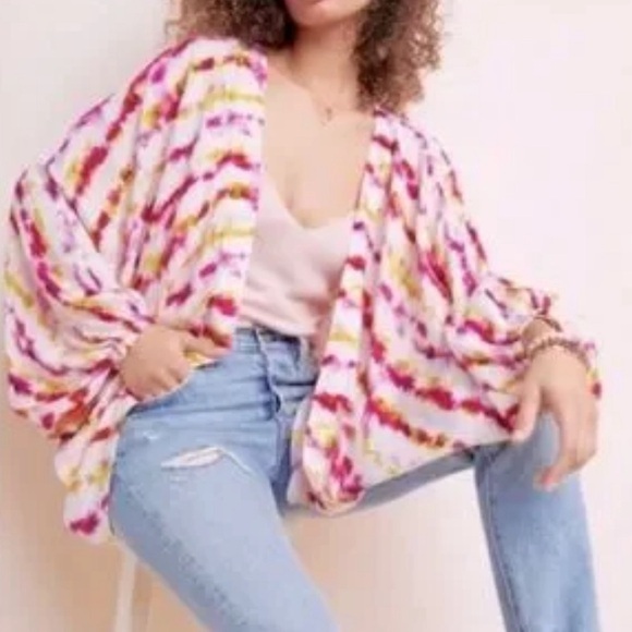 Anthropologie Tops - Anthropologie Tye Dye Combo Colorful Kimono Wrap